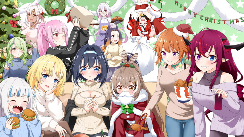 gawr gura, mori calliope, ninomae ina'nis, ouro kronii, nanashi mumei, and 7 more (hololive and 1 more) drawn by felutiahime
