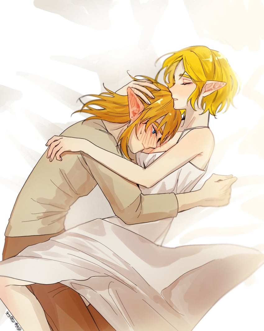 link and princess zelda (the legend of zelda and 1 more) drawn by big_egg526