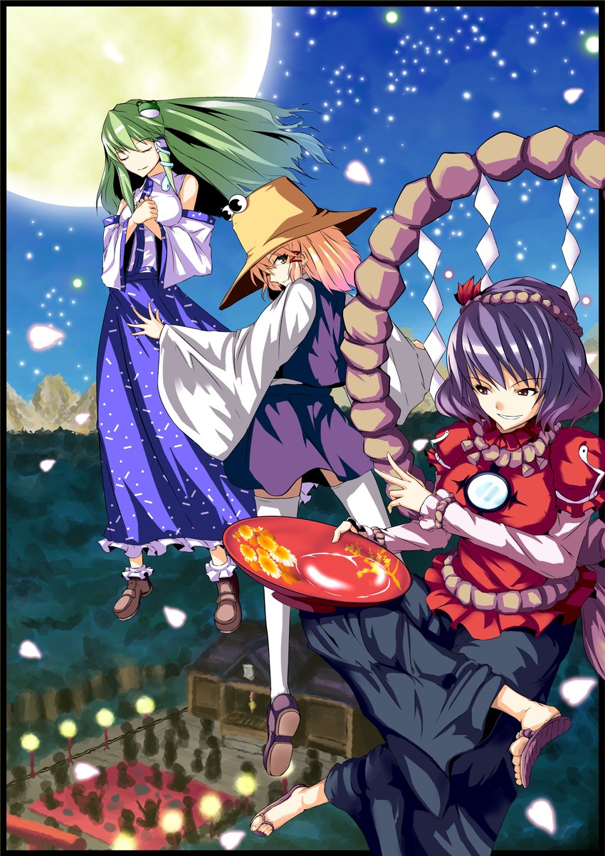 kochiya sanae, moriya suwako, and yasaka kanako (touhou) drawn by yukito_(freedom)