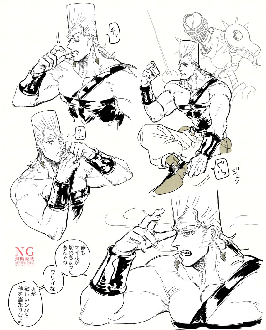 jean pierre polnareff and silver chariot (jojo no kimyou na bouken and 1 more) drawn by inkmorechatta