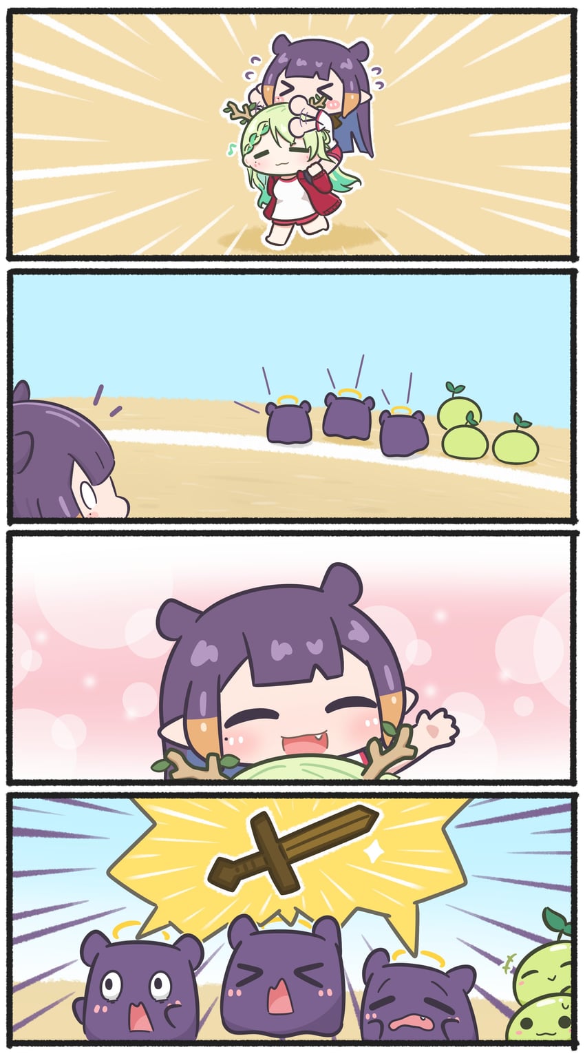 ninomae ina'nis, ceres fauna, takodachi, and sapling (hololive and 2 more) drawn by mpien