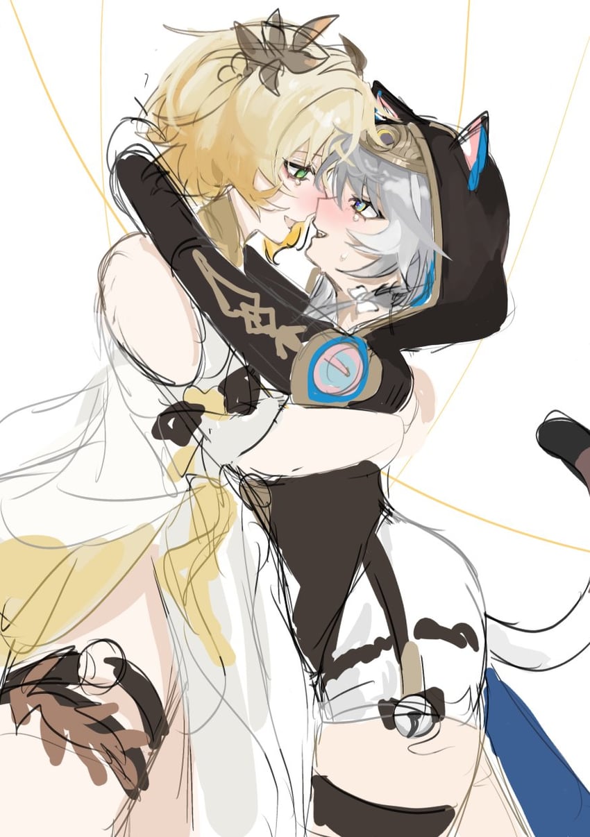 aglaea and cipher (honkai and 1 more) drawn by farl_g