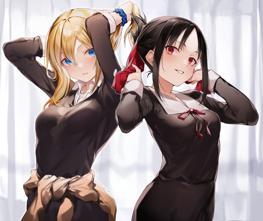 shinomiya kaguya and hayasaka ai (kaguya-sama wa kokurasetai ~tensai-tachi no renai zunousen~) drawn by hachiroku_(hatirokusann86)