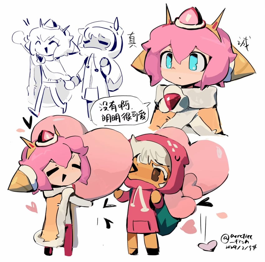 strawberry crepe cookie and strawberry cookie (cookie run and 1 more) drawn by arrcticc_fish