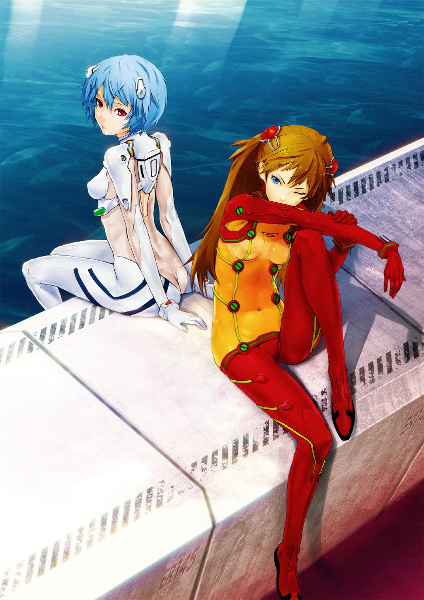 souryuu asuka langley and ayanami rei (neon genesis evangelion and 2 more) drawn by redjuice