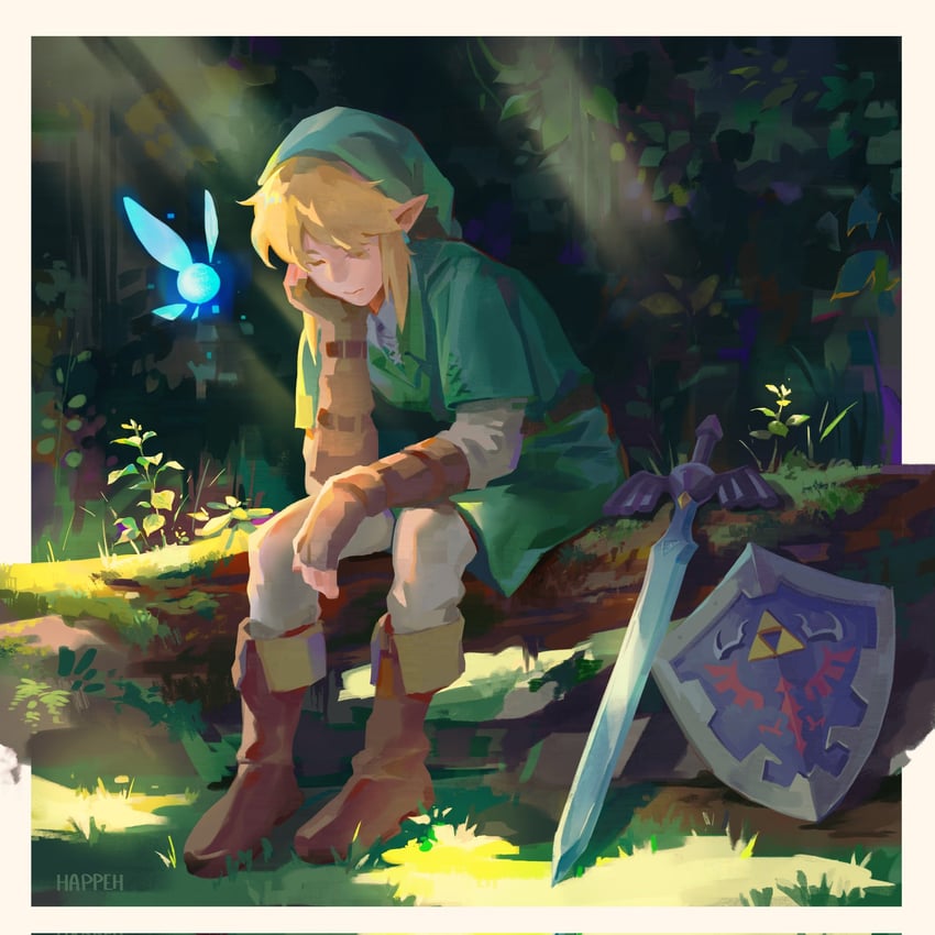 link and navi (the legend of zelda and 1 more) drawn by happeh