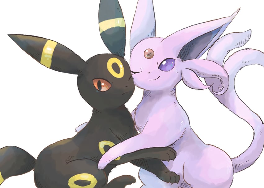 umbreon and espeon (pokemon) drawn by volpecorvo