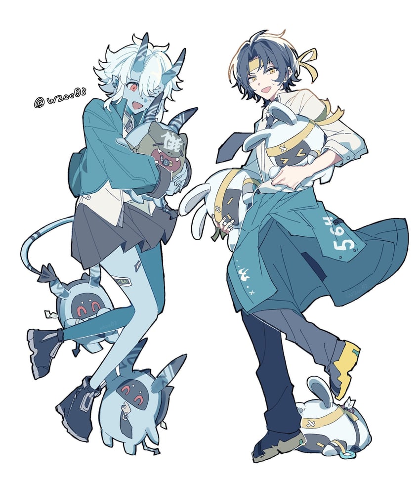 soukaku, asaba harumasa, asaboo, and soukaboo (zenless zone zero) drawn by wzoo03