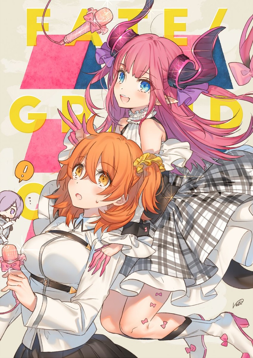mash kyrielight, fujimaru ritsuka, and elizabeth bathory (fate and 3 more) drawn by kippu