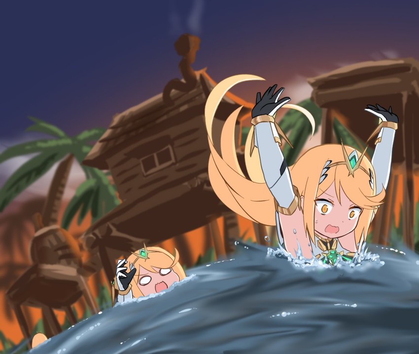 mythra (xenoblade chronicles and 3 more) drawn by paskmel
