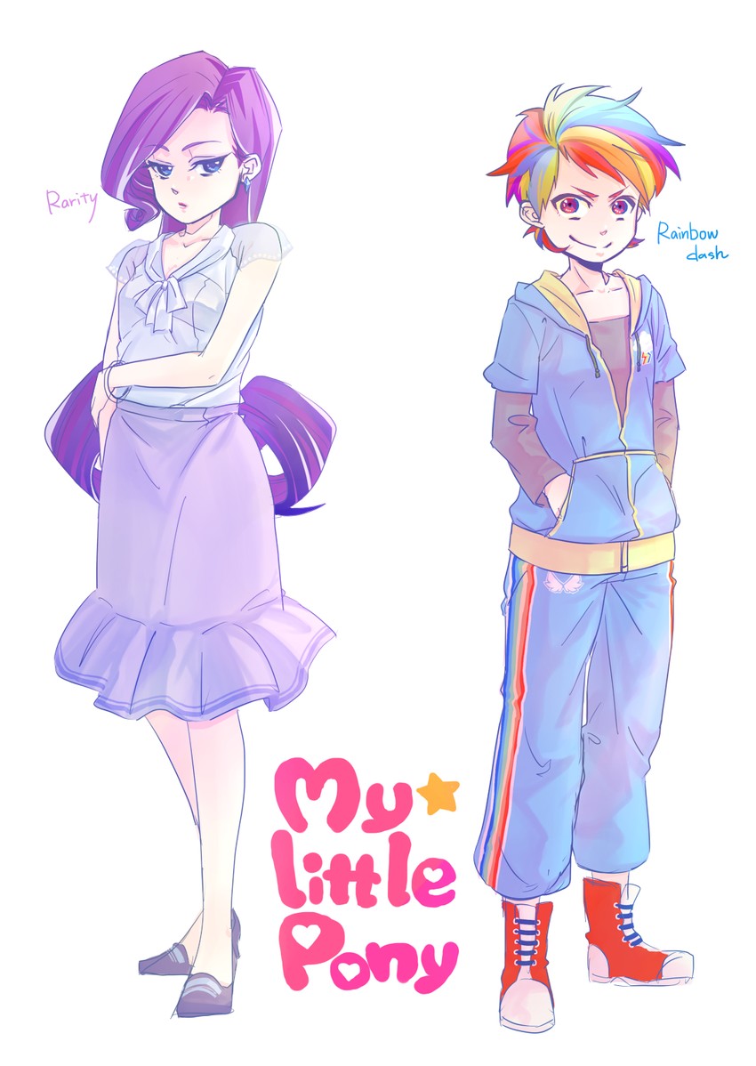 rainbow dash and rarity (my little pony and 1 more) drawn by tate-ya