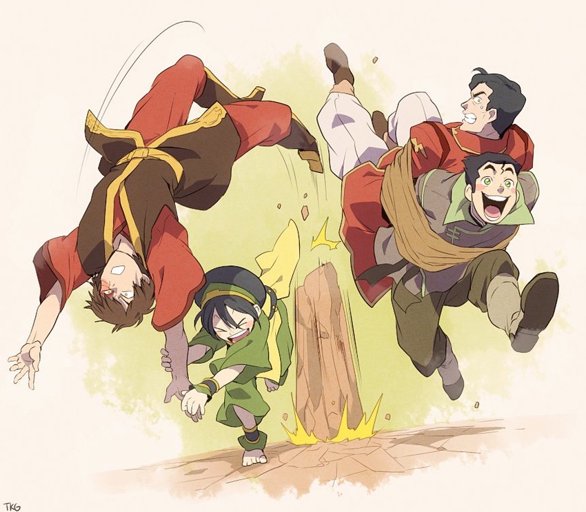 toph beifong, zuko, bolin, and iroh ii (avatar legends and 2 more) drawn by t_k_g