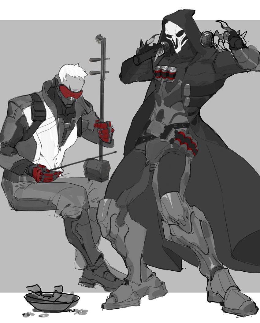 soldier: 76 and reaper (overwatch and 1 more) drawn by h_heroro