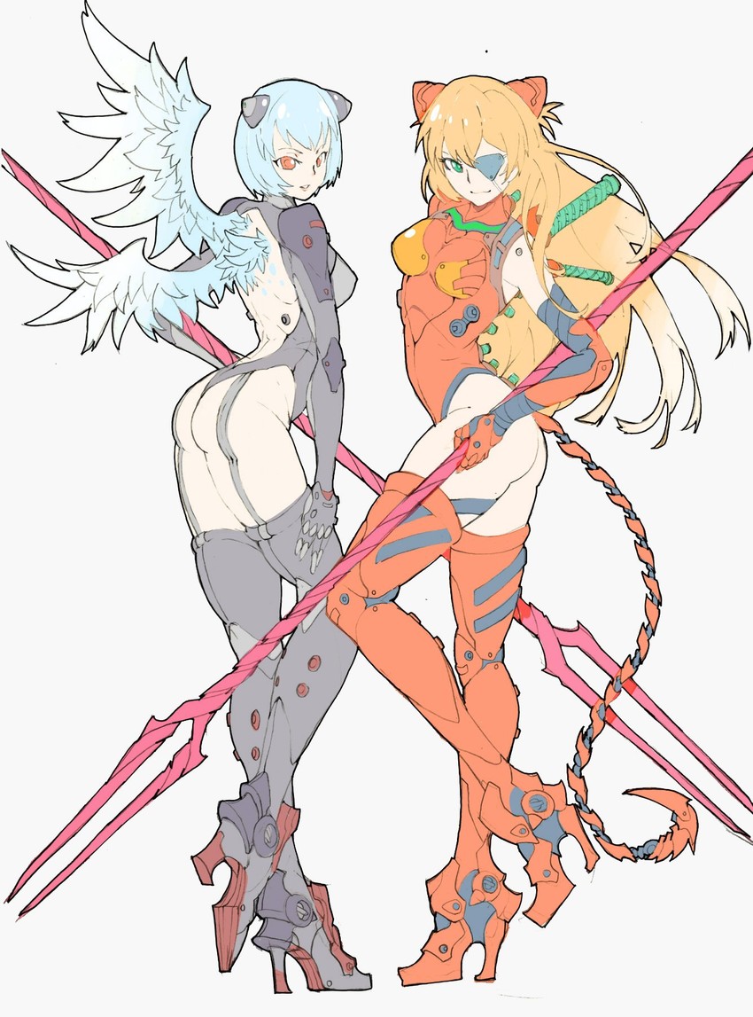 souryuu asuka langley and ayanami rei (neon genesis evangelion and 2 more) drawn by le_(1927822le)