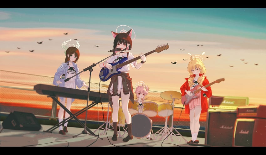kazusa, natsu, airi, and yoshimi (blue archive) drawn by setora_q