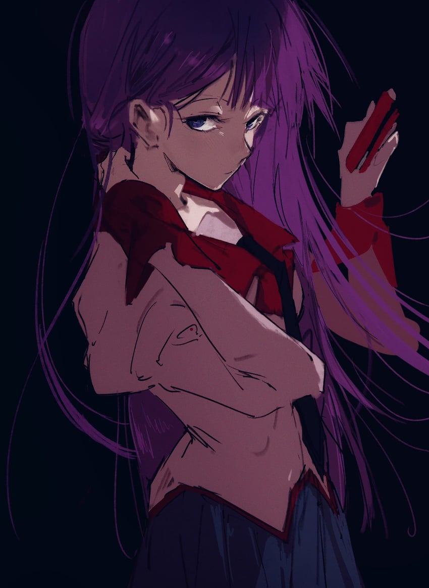 senjougahara hitagi (monogatari and 1 more) drawn by moku_(muooku)