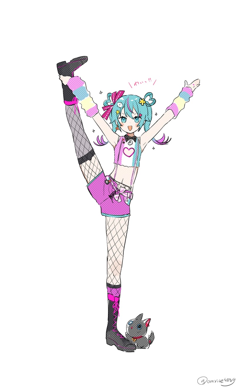 hatsune miku, deco miku, and neenya (vocaloid) drawn by omutatsu