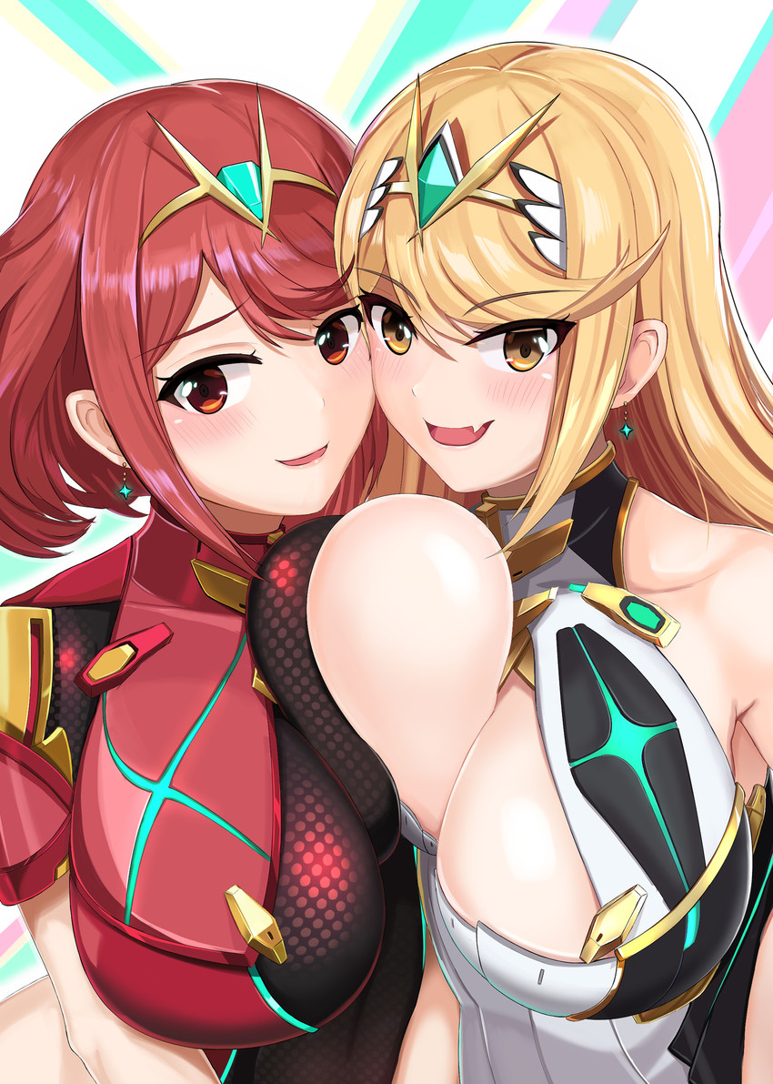 pyra and mythra (xenoblade chronicles and 1 more) drawn by rj-dx