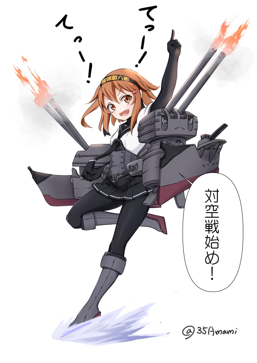 ikazuchi, hatsuzuki, and chou-10cm-hou-chan (kantai collection) drawn by tetsuryuu