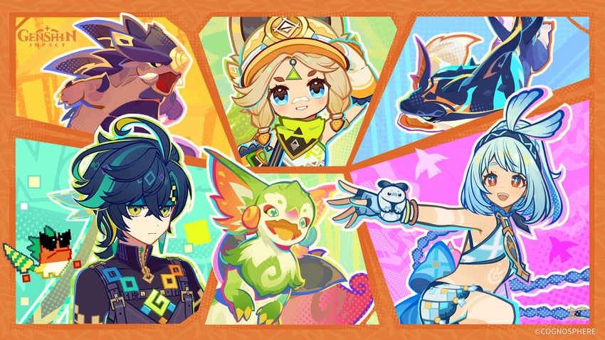 mualani, kinich, kachina, ajaw, yumkasaurus, and 2 more (genshin impact)