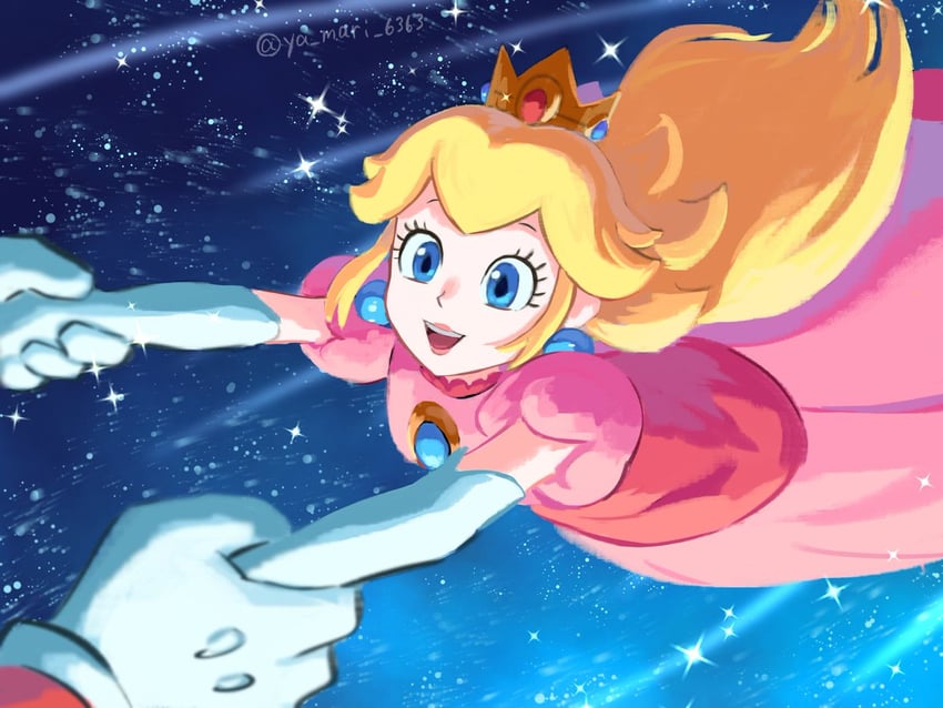 princess peach and mario (mario and 1 more) drawn by ya_mari_6363