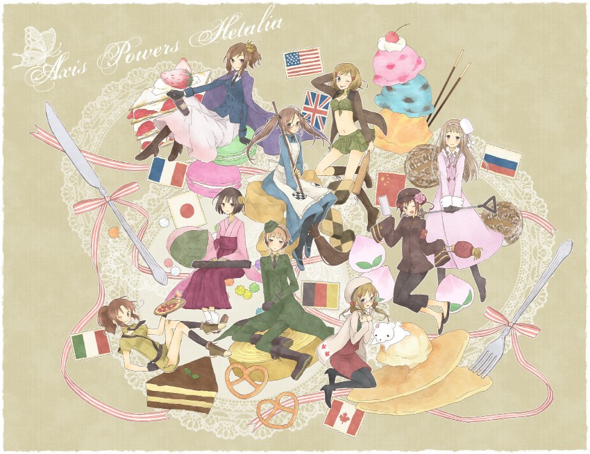 america, united kingdom, japan, russia, france, and 4 more (axis powers hetalia) drawn by jammy21