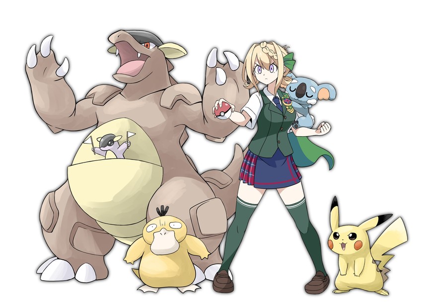 pikachu, psyduck, perth, kangaskhan, and komala (kantai collection and 1 more) drawn by suke_(share_koube)