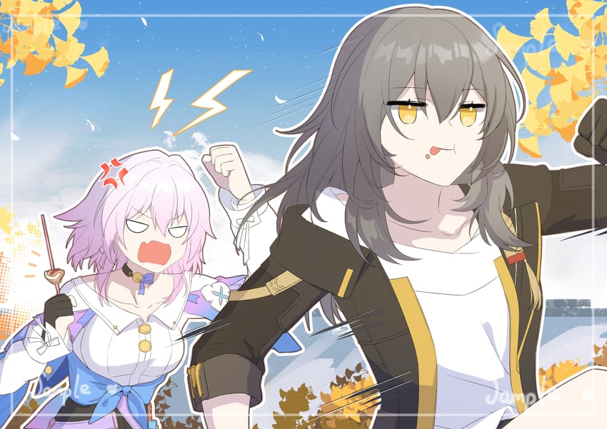 trailblazer, stelle, and march 7th (honkai and 1 more) drawn by zhuyin176