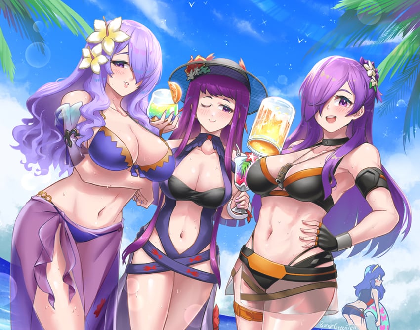 camilla, ivy, female shez, and lucina (fire emblem and 7 more) drawn by burnt_green_tea