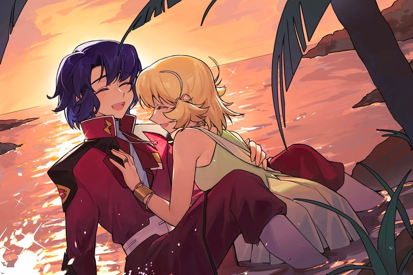 cagalli yula athha and athrun zala (gundam and 2 more) drawn by hongxiaoyuji