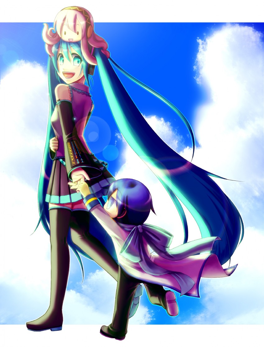 hatsune miku, megurine luka, kaito, and takoluka (vocaloid) drawn by starcrown