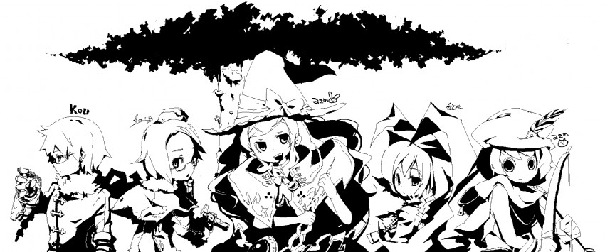 curse maker, gunner, curse maker 2, doctor magus, doctor magus 4, and 5 more (sekaiju no meikyuu and 1 more) drawn by azuma_seiji, fuukadia_(narcolepsy), hirase_yuu, and ko->u