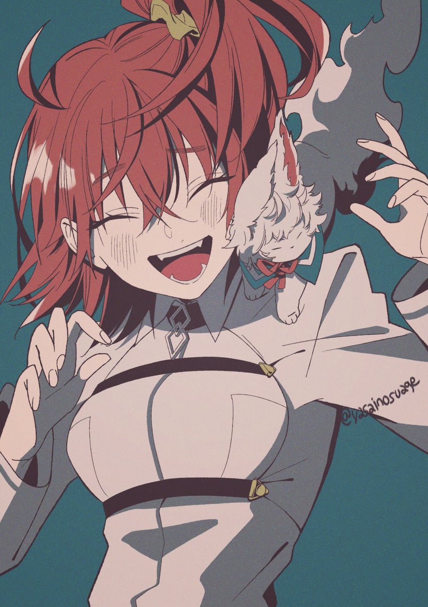 fujimaru ritsuka and fou (fate and 1 more) drawn by kajijii