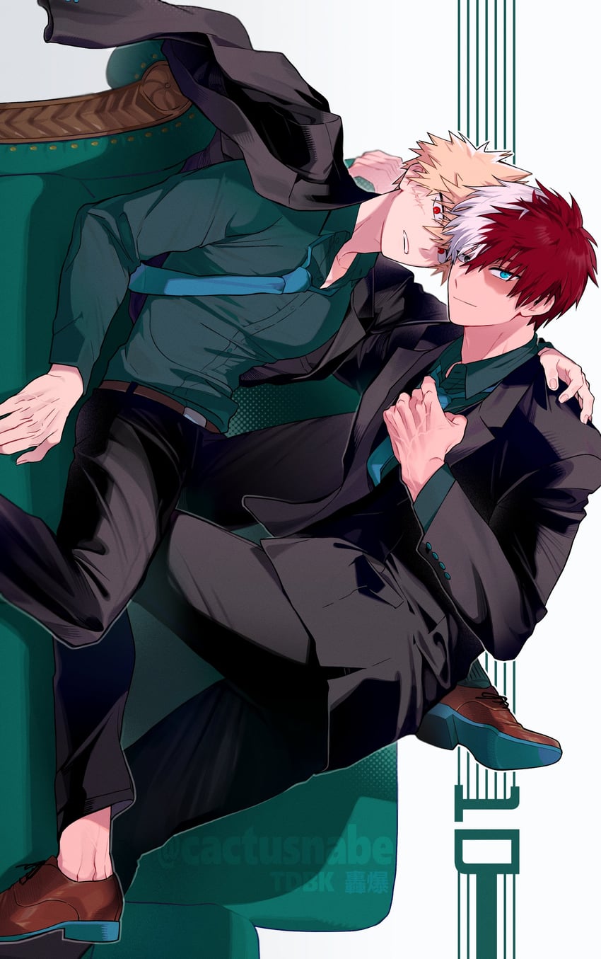 bakugou katsuki and todoroki shoto (boku no hero academia) drawn by cactusnabe