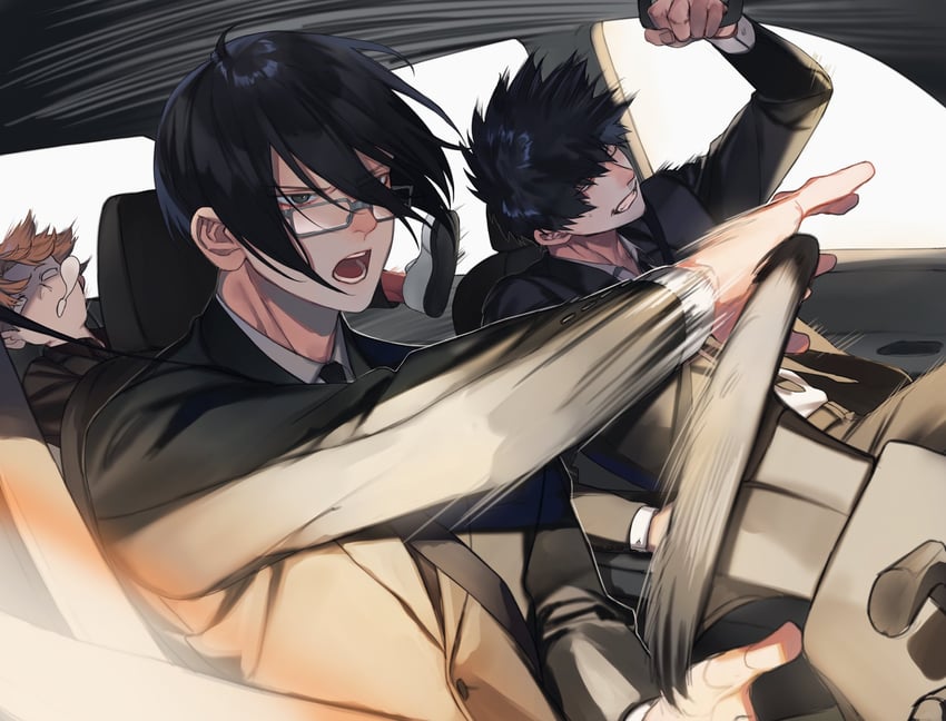 kougami shin'ya, ginoza nobuchika, and kagari shuusei (psycho-pass) drawn by yokuni_(yokunill001121)