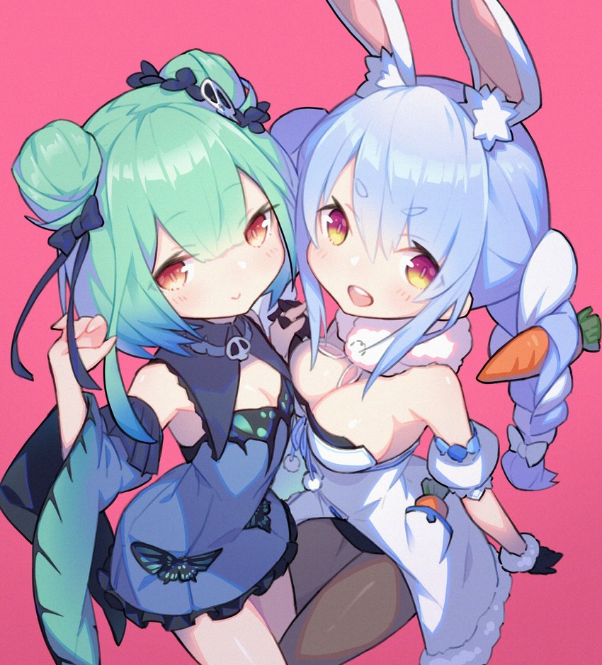 usada pekora, uruha rushia, and don-chan (hololive) drawn by tewo_(tewowet)