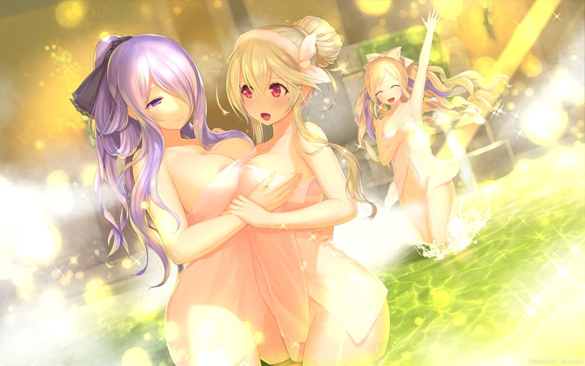 female corrin, camilla, and elise (fire emblem and 2 more) drawn by kashiwamochi_yomogi