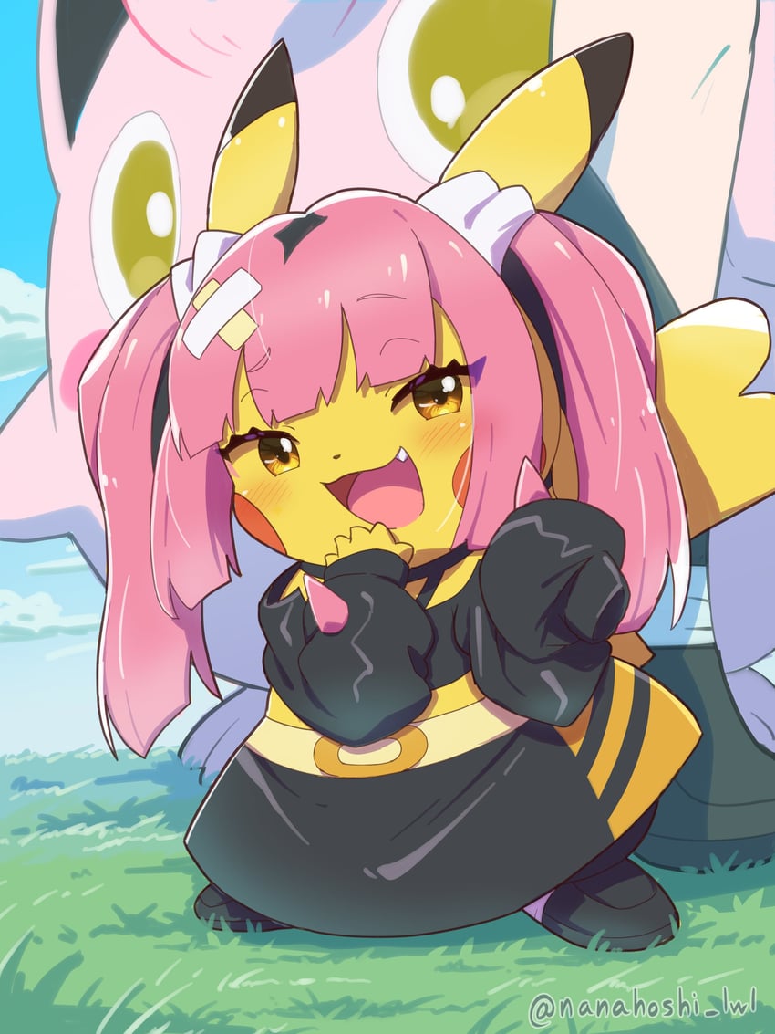 pikachu, coral, scream tail, and ootani ikue (pokemon and 1 more) drawn by nanahoshi_(wadorigi)