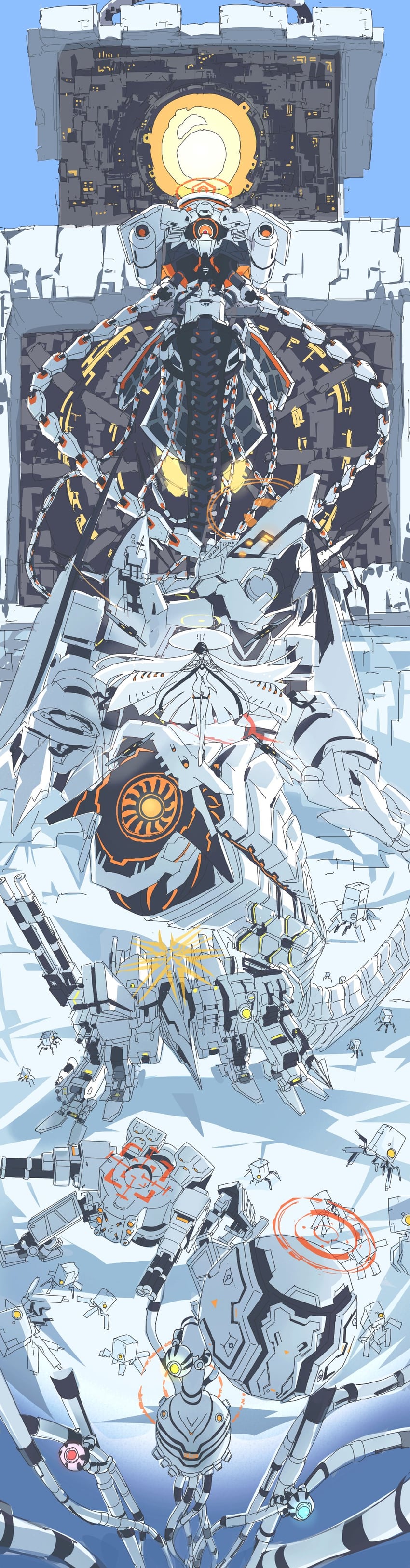 binah, malkuth, chesed, hod, geburah, and 3 more (blue archive) drawn by gesoikuo