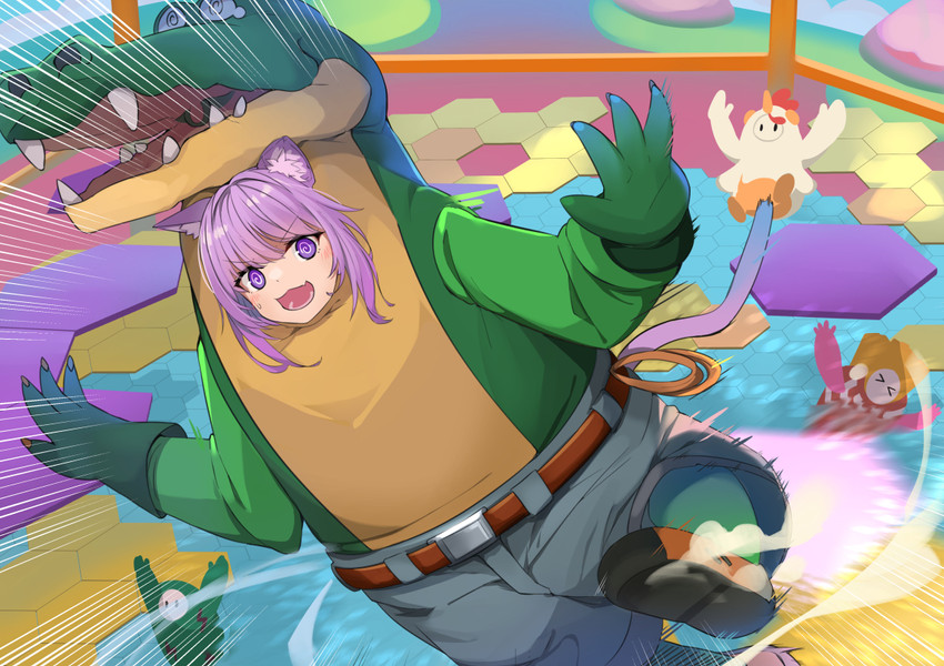 nekomata okayu and fall guy (hololive and 1 more) drawn by sora_no_tori