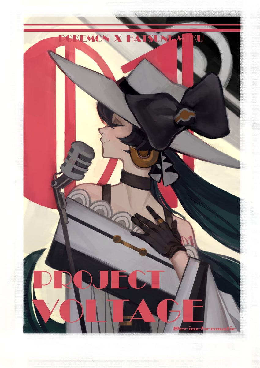 hatsune miku and dark miku (pokemon and 2 more) drawn by eriochromatic