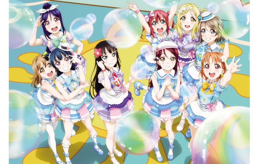watanabe you, tsushima yoshiko, sakurauchi riko, takami chika, matsuura kanan, and 4 more (love live! and 1 more)