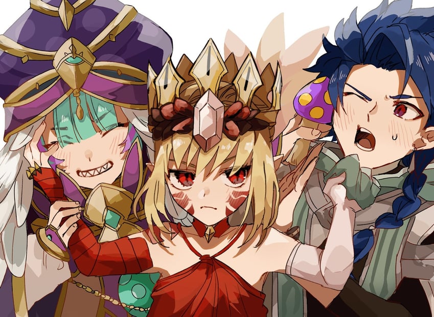 nero claudius, cu chulainn, queen draco, setanta, and locusta (fate and 1 more) drawn by syusyaku