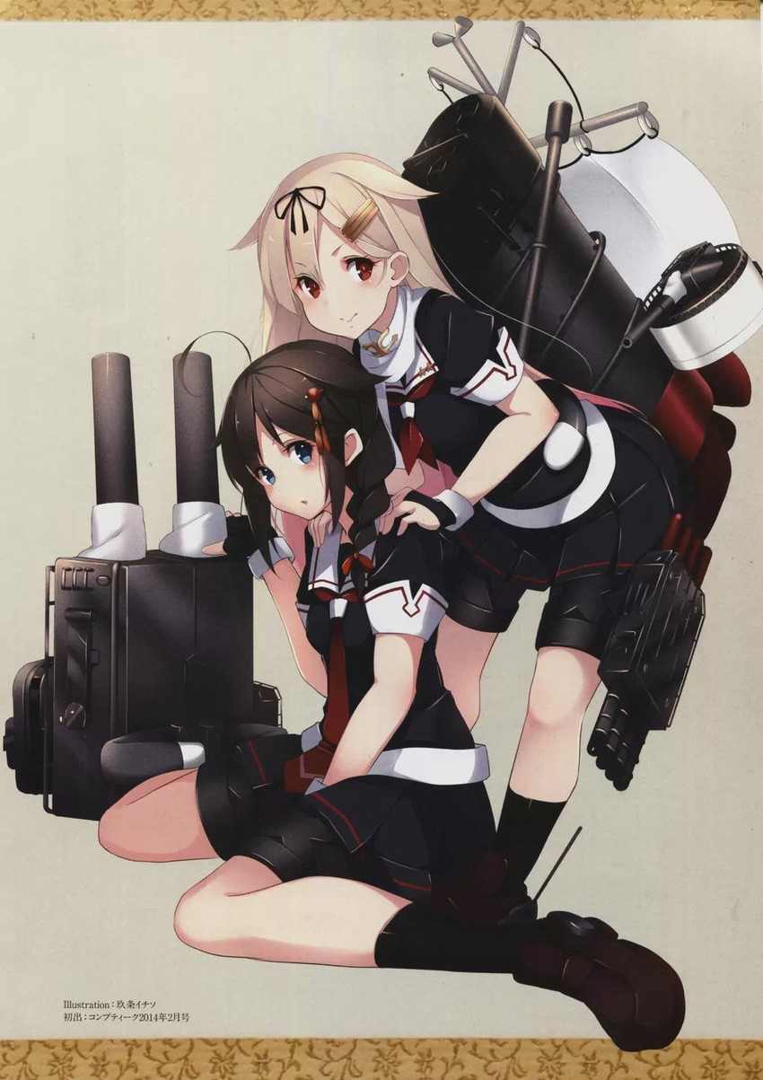 shigure, yuudachi, shigure kai ni, and yuudachi kai ni (kantai collection) drawn by kujou_ichiso