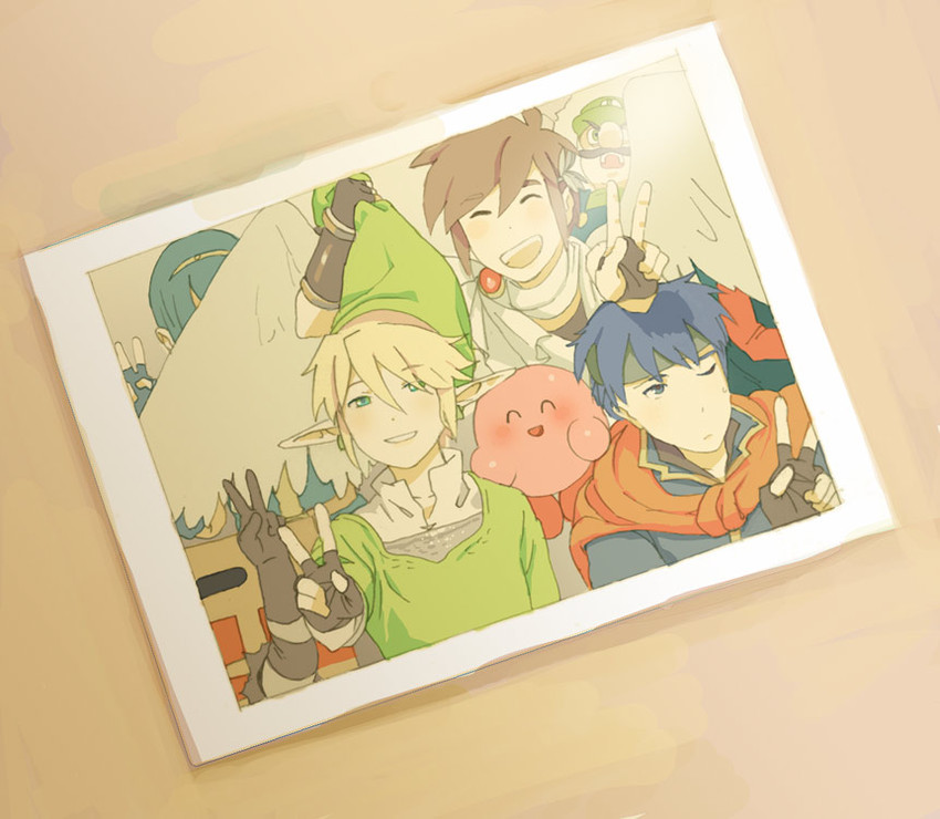 link, kirby, luigi, ike, pit, and 2 more (fire emblem and 10 more) drawn by uichi