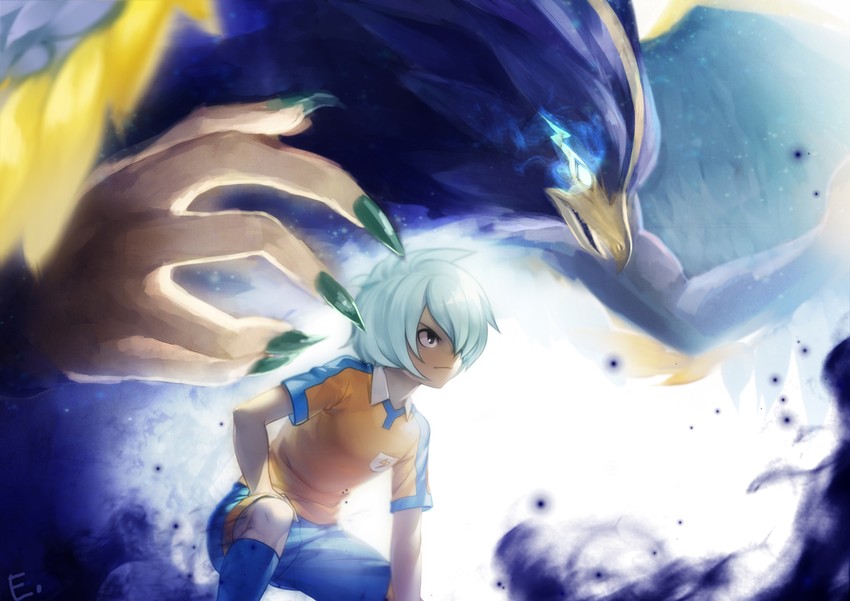 kurama norihito and kuroki tsubasa raven (inazuma eleven go and 1 more) drawn by erian
