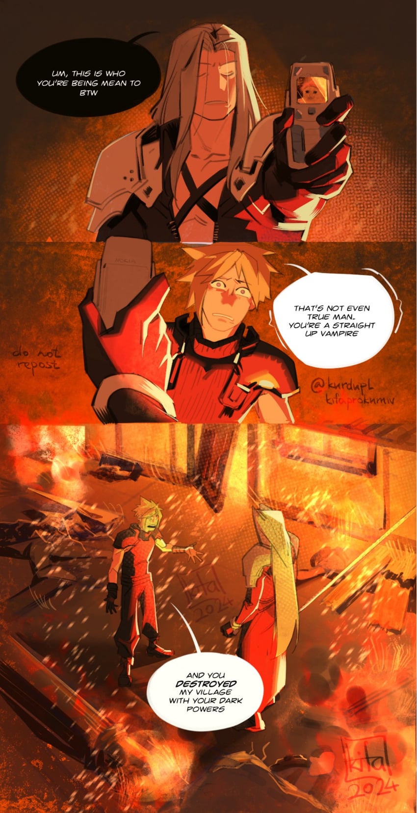 cloud strife and sephiroth (final fantasy and 2 more) drawn by kurdupl