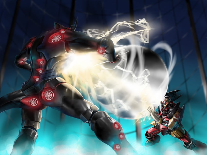 gurren-lagann and lazengann (tengen toppa gurren lagann) drawn by retsujin
