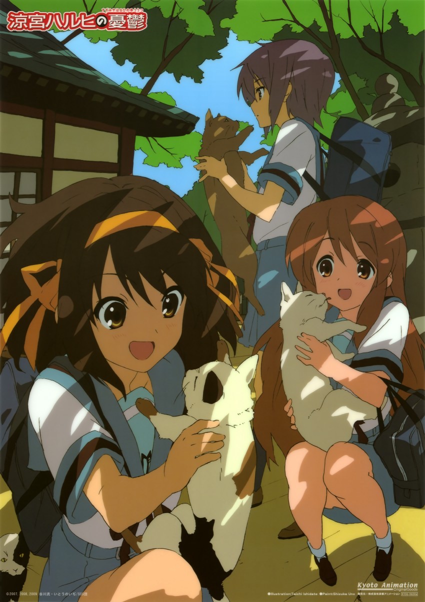 suzumiya haruhi, nagato yuki, and asahina mikuru (suzumiya haruhi no yuuutsu) drawn by ishidate_taichi