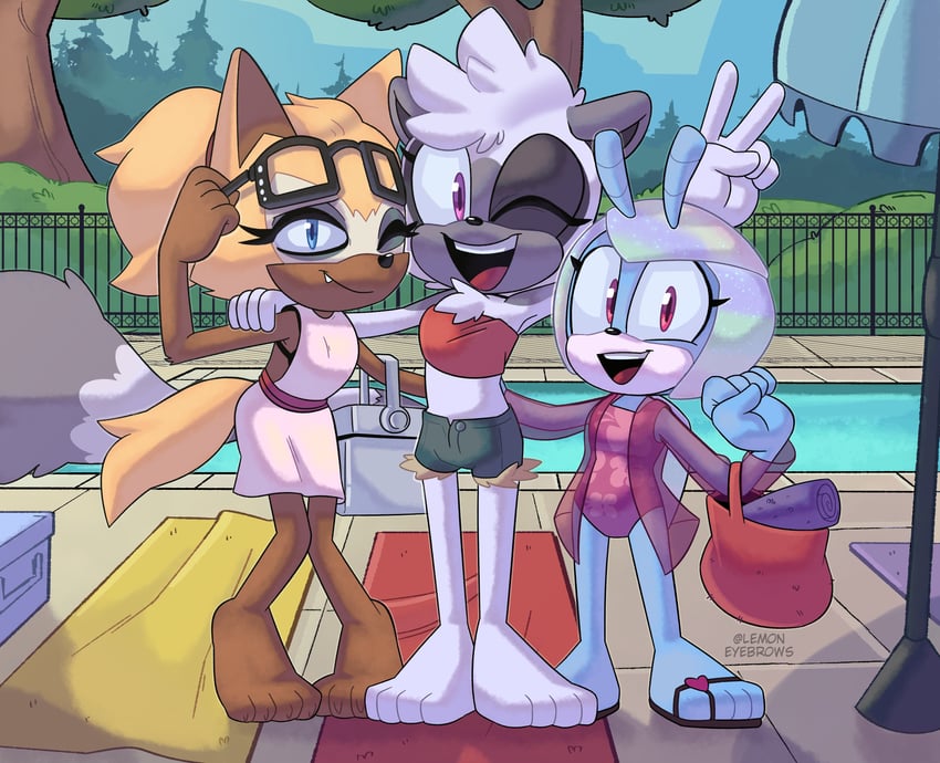 whisper the wolf, tangle the lemur, and jewel the beetle (sonic and 1 more) drawn by lemon_eyebrows